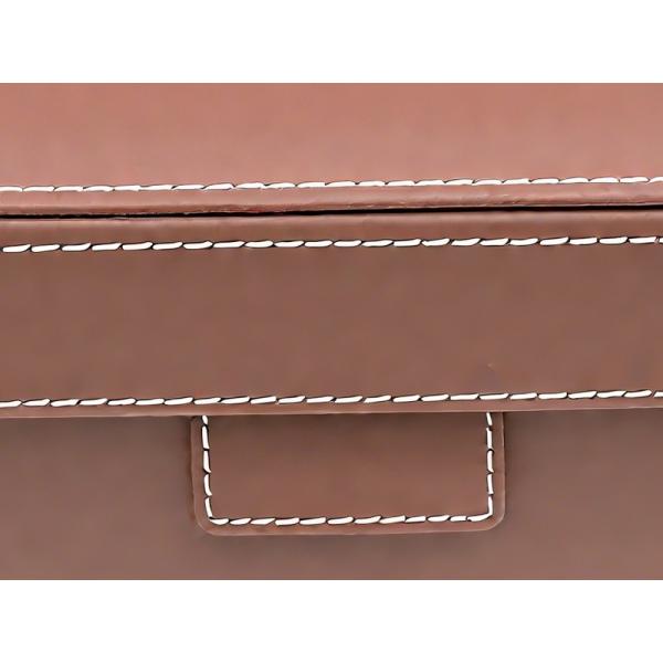 Durable MDF Frame Brown Leather Look Storage Boxes With Lids Versatile Organizer