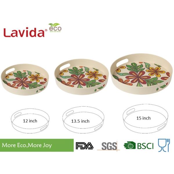 Dishwasher Safe Bamboo Fiber Big Round Serving Tray With Christmas Pattern
