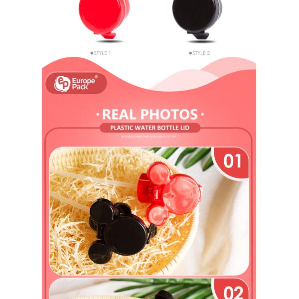 Wholesale mickey shape child resistance cap plastic water bottle caps with straw
