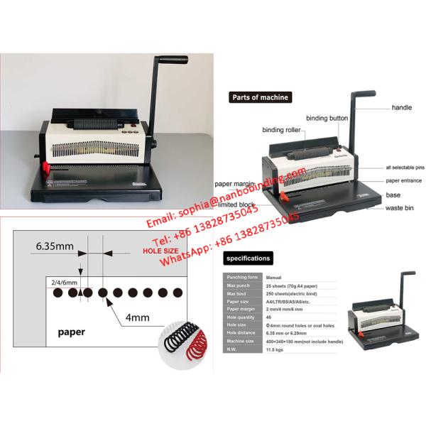 6.29mm Pitch Plastic Single Spiral Coil Binding Punching Machine