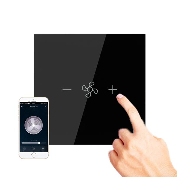 Tempered Touch Tuya Smart Switch 240V 10A Wifi Fan Speed Controller