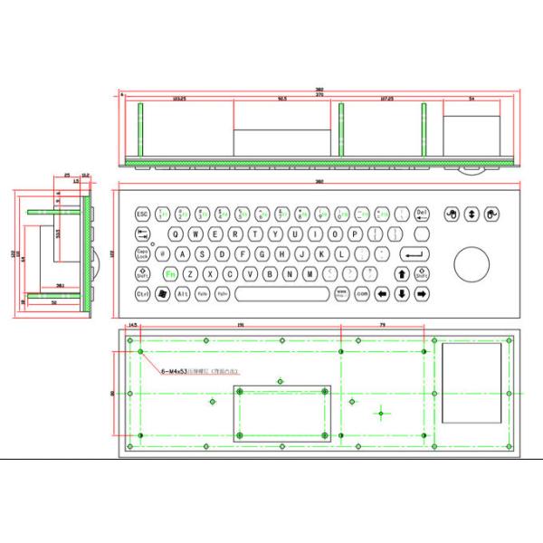 Durable Industrial Keyboard With Trackball , Panel Mount Keyboard For Kiosk