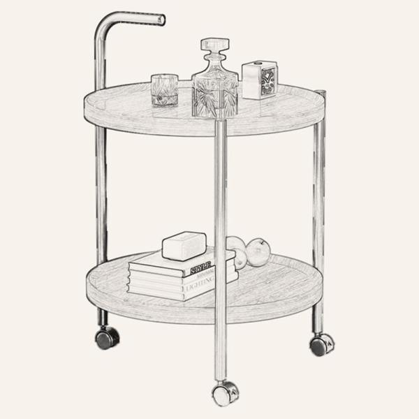 Round Sofa Side Table Small Coffee with Wheel Bedside Simple Two Layer Platform Storage Cart in Living Room and Bedroom