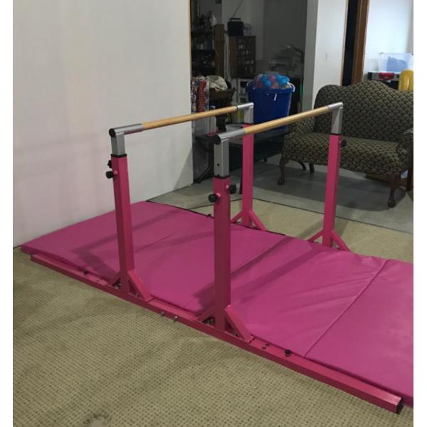 Double Horizontal Bars, Junior Gymnastic Training Parallel Bars W/11-Level 38-55" Adjustable Heights, 264lbs Capacity, I