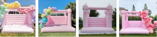 Customized Inflatable Pink Bounce House Castle With Slide For Kid