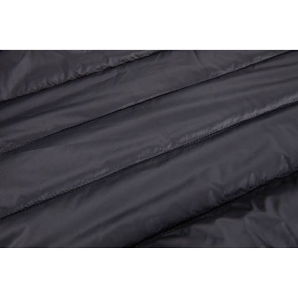 Men's lightweight black puffer jacket side view