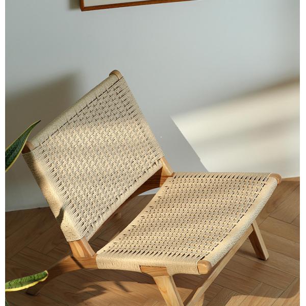 Effortless Elegance Lacquered Finish Nordic Classical Woven Cord Solid Wood Folding Lounge Chair for Living Room