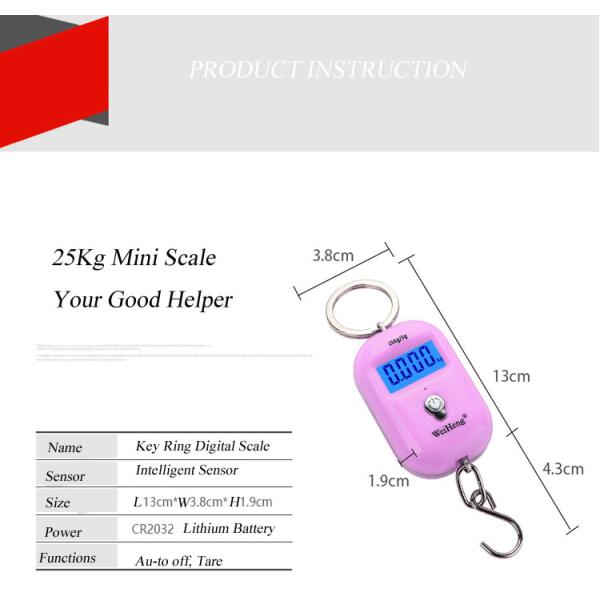 Easly Read Out LCD Display 25 Kg Mini Hanging Scale With One Button