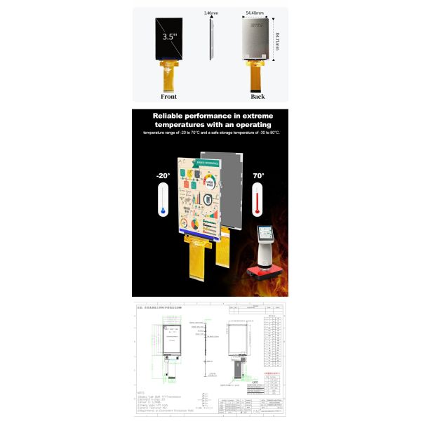 Polcd LCM factory 3.5 inch 320*480 Mcu Spi interface 300 nit TFT LCD Module Capacitive Touch Panel Display