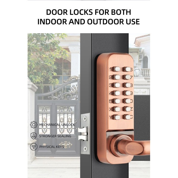 3rd Double-sided Button Mechanical Password Lock No Need to Open the Lock for Password Change Waterproof Household Lock