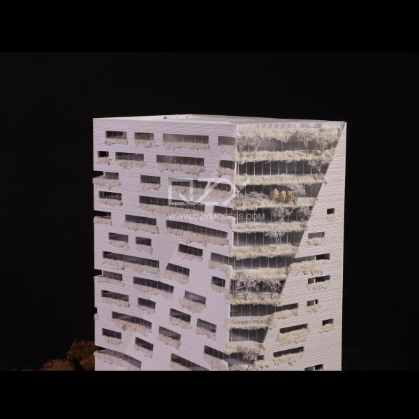 1:100 Sanko Office Building Wooden Architectural Model