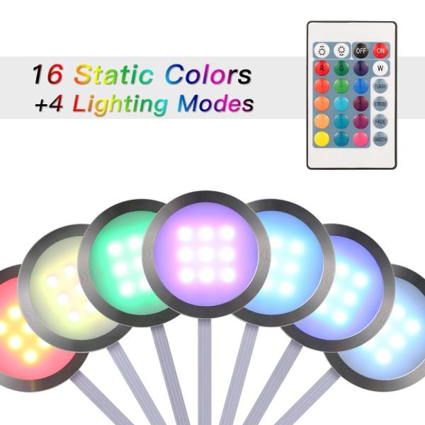 Dimmable Remote Control Illuminator Led Lights Slim Round Shape RGB Under Cabinet Light Kit