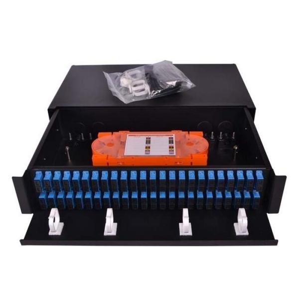 Slim 1U Fiber Optic Patch Panel 96 Cores Sliding Open SC Type For LAN / WAN