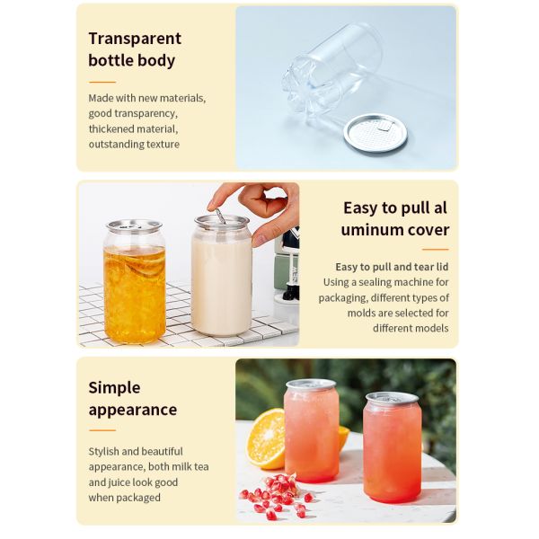 Customized 200ml 700ml Clear PET Food Grade Bottles With Easy Open Ring For Snacks Drinks