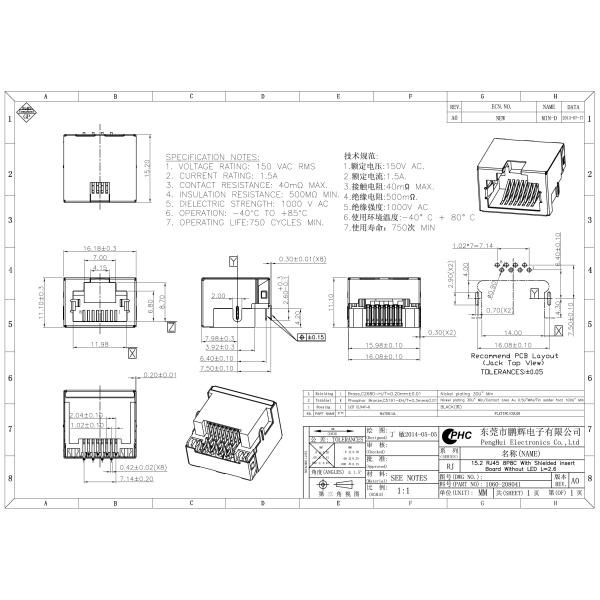 Low Profile 90 Degree Rj45 Connector Rj45 Modular Jack Shielded