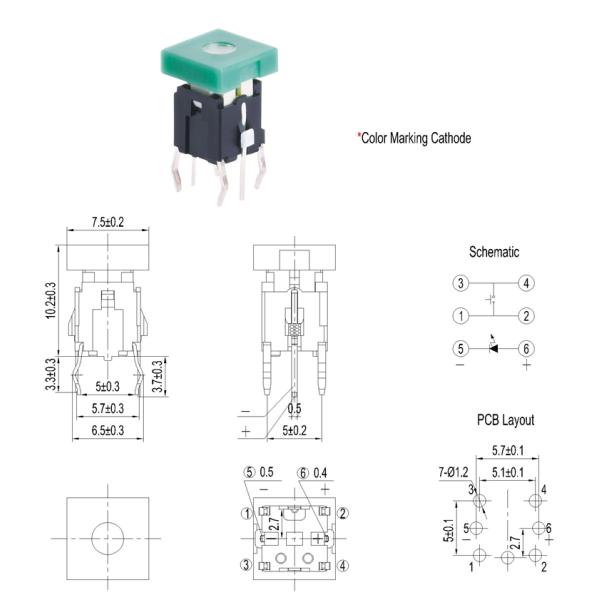 Illumination Tactile Switch, RGB 6*6 Multiple Color Led Button Switch ,Lighted Tact Switch,mini Illuminated Tact Switch