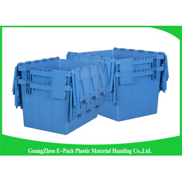 Colored Logistic Plastic Attached Lid Containers Easy Stacking Long Service Life