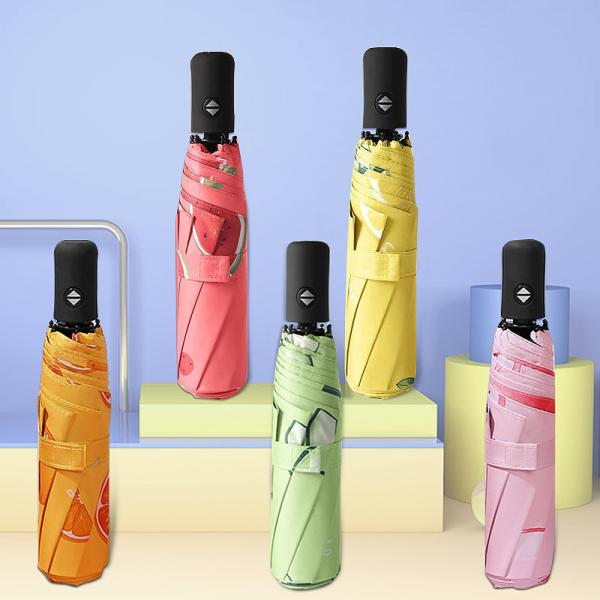 Custom Logo Printing Super Waterproof Portable Solid Color 3 Folding Auto Open Umbrella