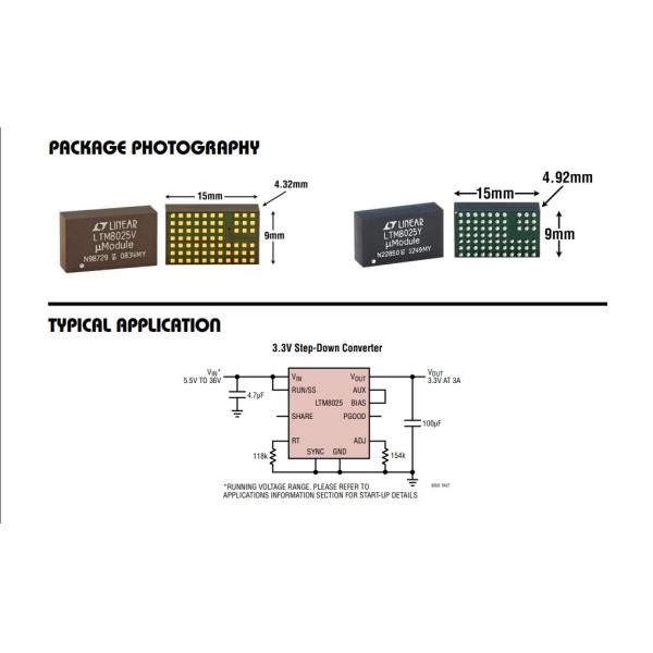 LTM8025 DC DC Converter IC Electronics Components Non Isolated PoL Module