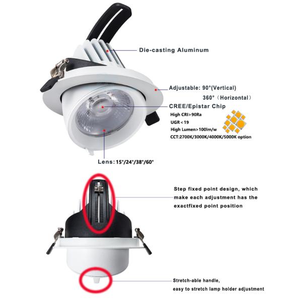 IP20 30W LED Scoop Down Lights With 2700K- 5000K Dimmable LED Down Lights