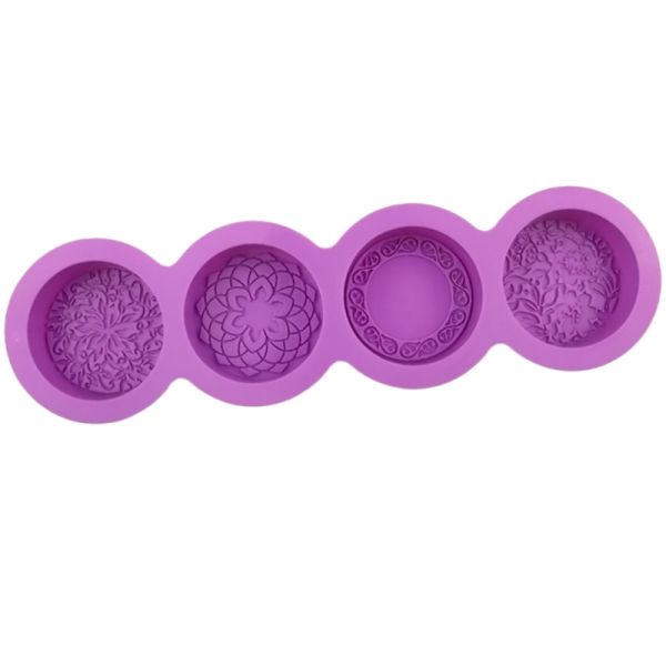 Cake Tools Ideas Disposable 4-Cavity Silicone Oval Soap Mold Mixed Flower Patterns Customizable DIY Tool for Easy Demoulding