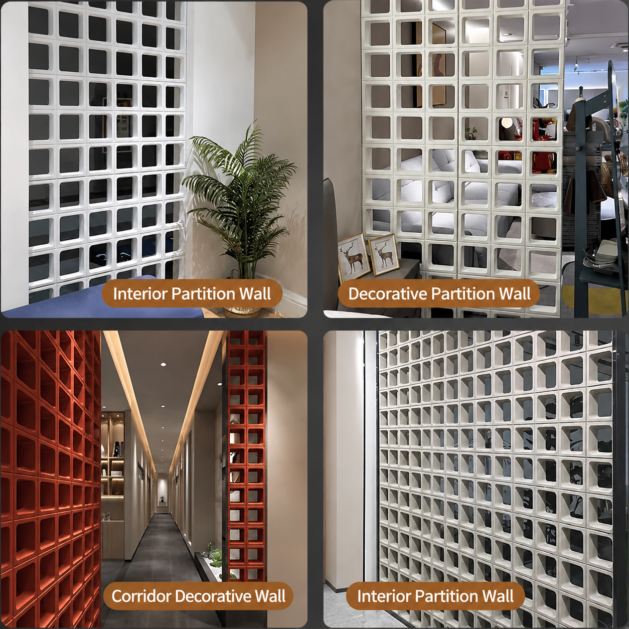 Rectangle Grid 3D Polyurethane Faux Stone Wall Panel Foam Board Easy Install For Corridor