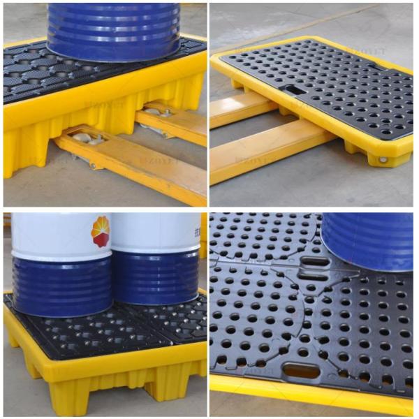 Virgin HDPE Plastic Spill Pallets 2 Drum Spill Containment Platform