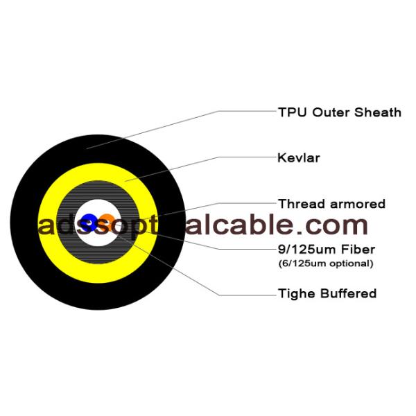 Micro Adss Multimode FTTH Fibre Optical Cable Indoor Tight Buffer 2-6 Cores