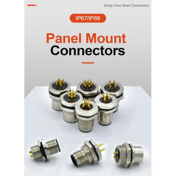 M12 A Code Waterproof Connector 3-17 Pin IP67/IP68 DIN Panel Mount