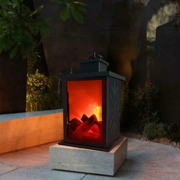 Simulated Fireplace Solar Flickering Flame Lantern 3.7V 5W Solar Courtyard Light
