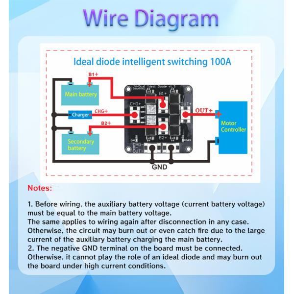 Enerkey 75V 100A Ideal Diode Module Smart Switch Current Protective For Electric Vehicle Accessories Solar Battery Charging