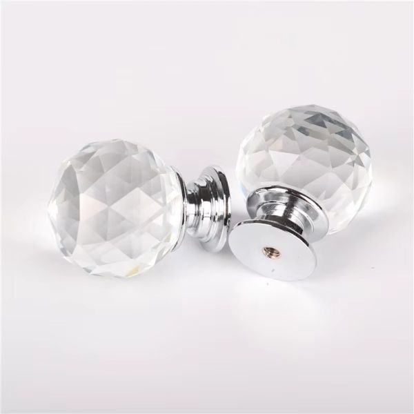 Hardware Accessories Zinc Alloy Wardrobe Knob Pull Kitchen Cabinet Drawer Sphere Ball 20mm Crystal Furniture Handle