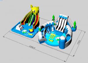 Quality 0.9MM PVC Tarpaulin Big Bear Inflatable Water Park With Large Blue Swimming Pool for sale