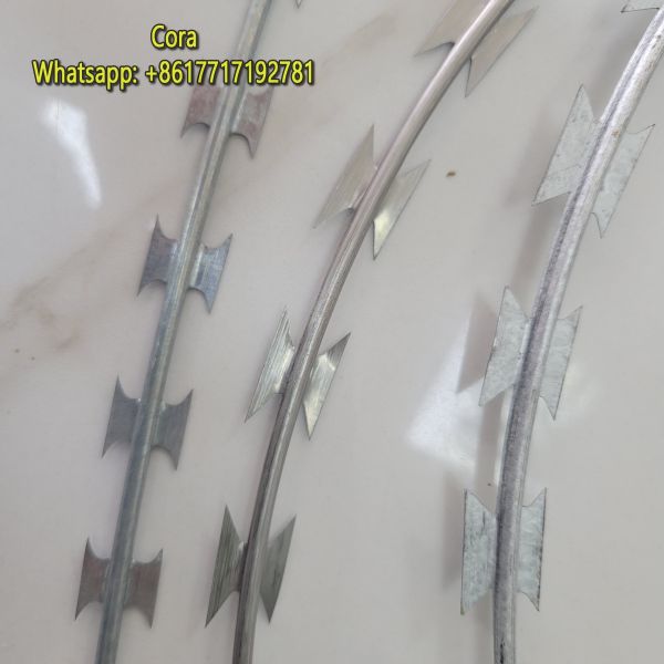 Temporary & Recyclable Easy-Install Hot-Dipped Galvanized Cross-Type Razor Wire Fence for Border / Factory Protection