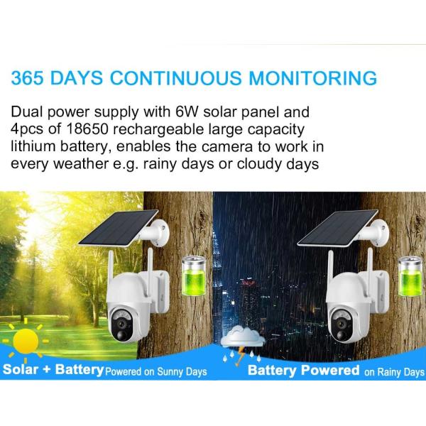 Rechargeable 2K Solar WiFi Camera 128G Memory Cloud Light Two Way Talk Wireless