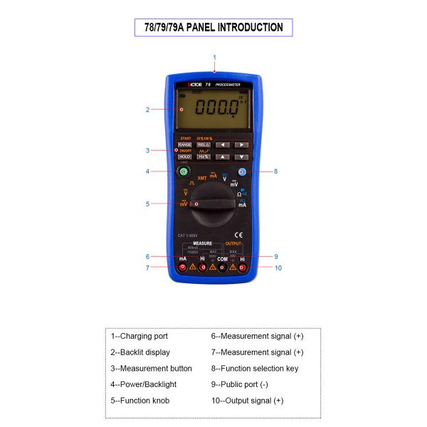 Digital Multimeter Process Calibrator Signal Source CAT IV 600V With 40MΩ Resistance RTD RSKEJTNB Cu50 Pt100