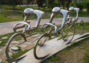 Quality Metal Abstract Cyclist Sculpture Stainless Steel For Garden Decoration for sale