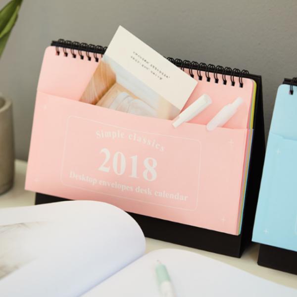 Colorful Paper Desk Wall Calendar Multi Functional With Storage Money Inner Pocket