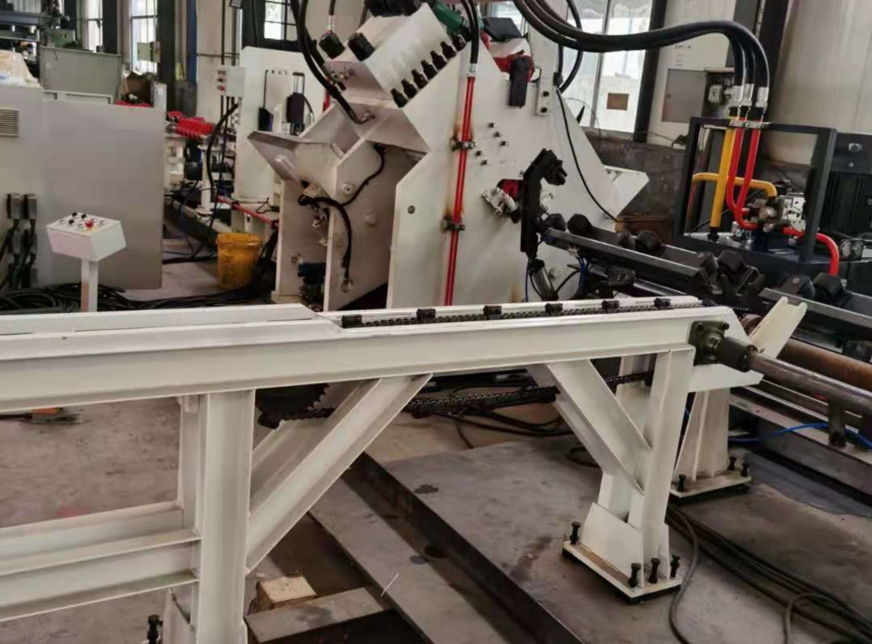 Automatic High Speed CNC Punching, Marking And Shearing Line For Angles Steel Fabrication