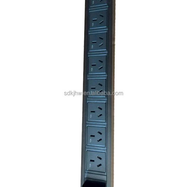 Black 1U Single Phase Cabinet Socket Mount Rack Universal Type Basic PDU 240V 40A