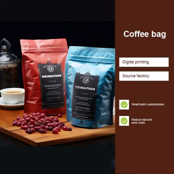 Custom Bolsas De Cafe Logo Printed Resealable Plastic Coffee Packaging Stand Flat Bottom Coffee Pouch Bags with Valve