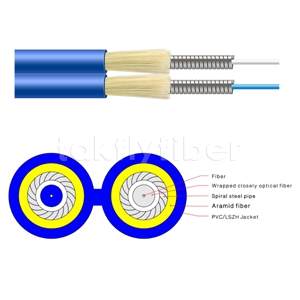 Indoor Duplex Armored Fiber Cable Singlemode Or Multimode GJSFJBV 2.0mm 3.0mm