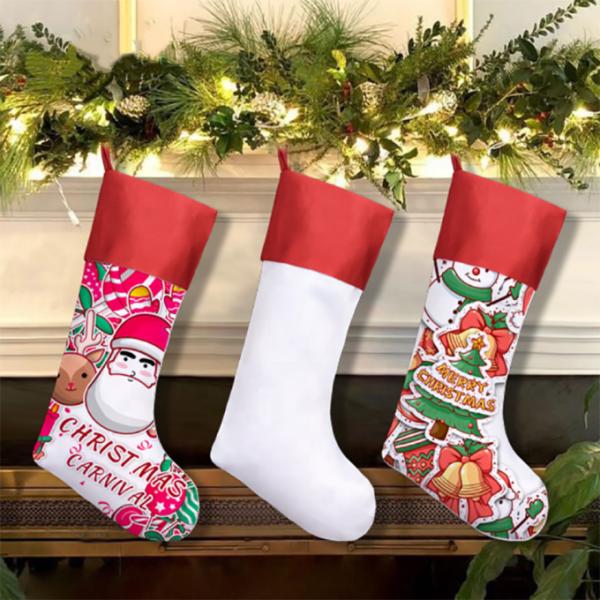 100% Polyester Peach Skin Sublimation Blank Christmas Stockings Personalized Christmas Ornaments With Photo