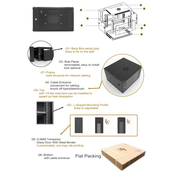 Flat Packing 19inch 6u 9u Room Network Server Rack Cabinet Wall Mount Enclosure