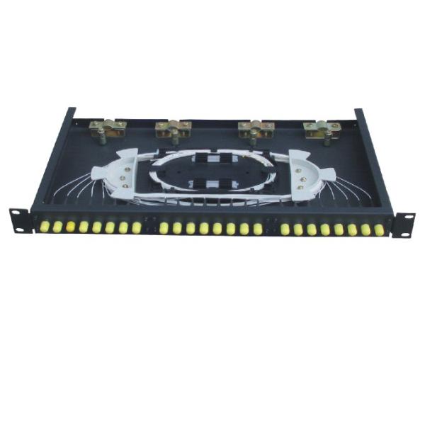 24 fibers Rack-Mount Fiber Optic Terminal Box optical patch panel Cold rolled steel sheet in black color
