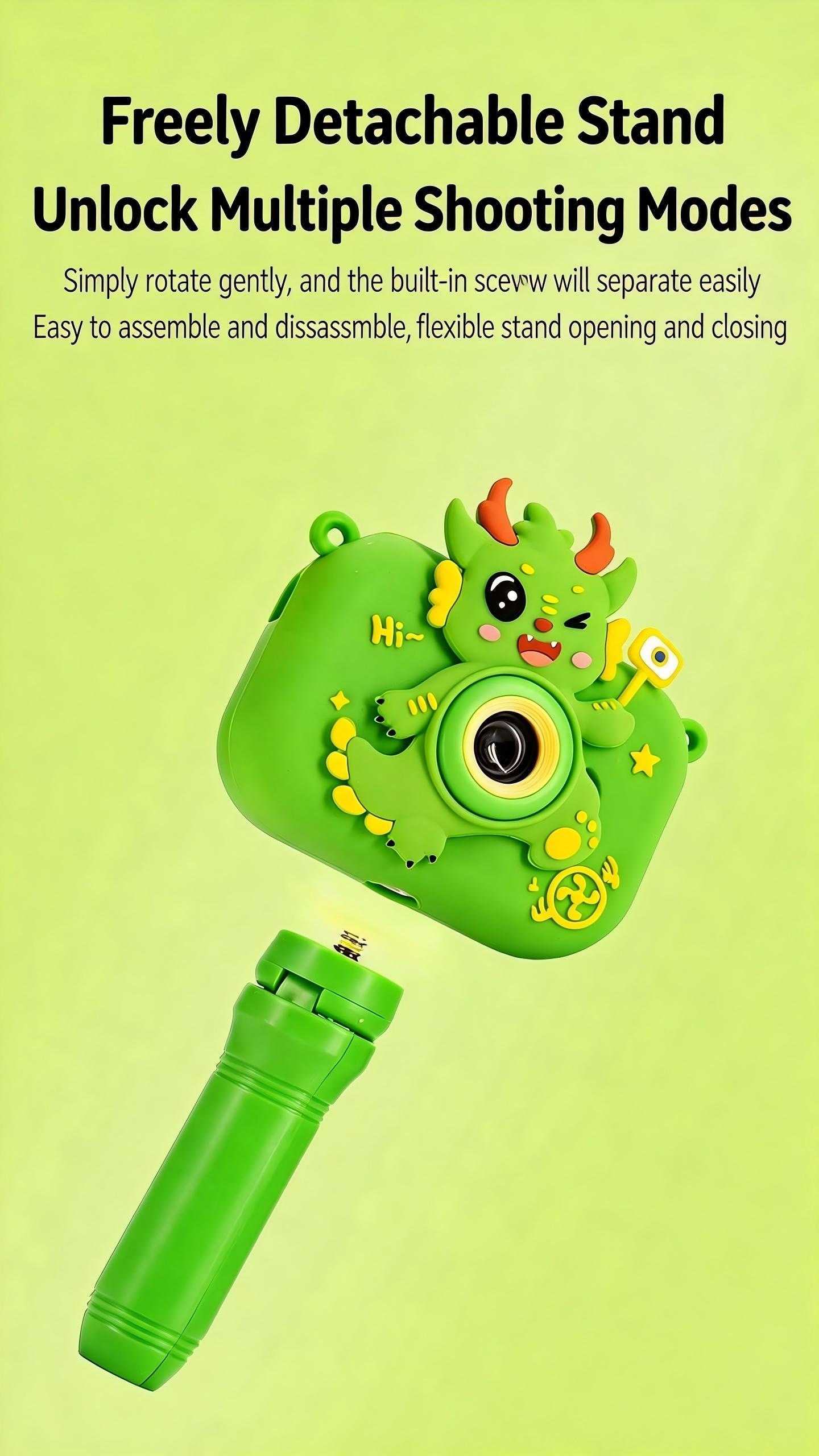 DLC Children Mini Digital Camera With One Touch Control Button Cartoon Design Timed Selfie Function Cute Appearance for Gift