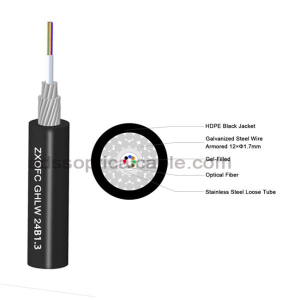 MDPE 24core GHLW Submarine Optic Cable For Ocean Depth Below 5000