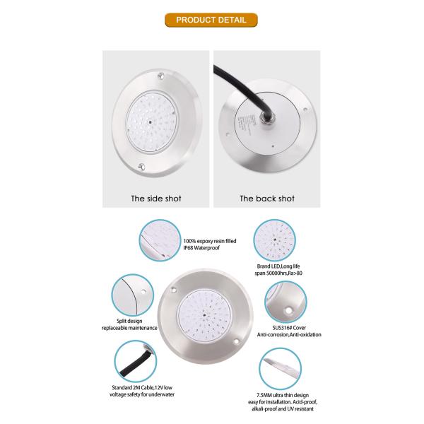 LED PAR56 Pool Light Wall Mounted Underwater LED Swimming Pool Lights Ultra Thin Type