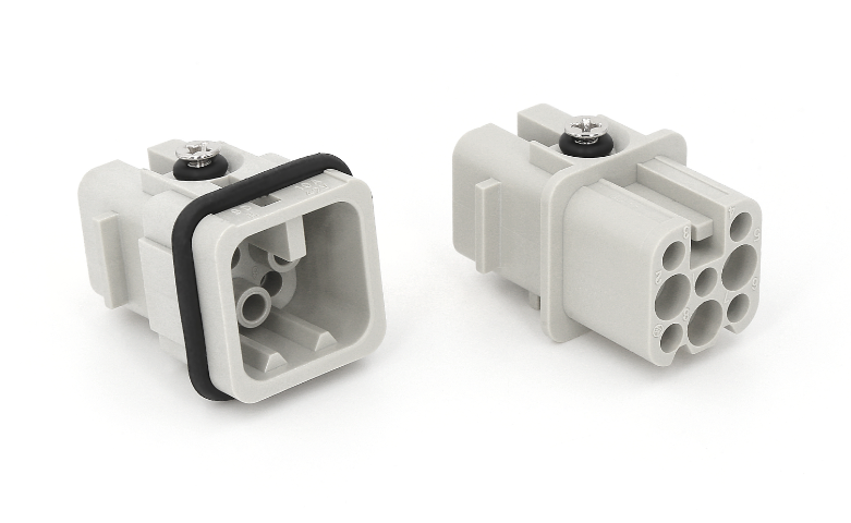 8-position male and female crimp inserts for compact industrial connections