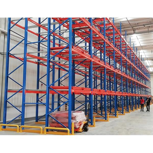 Density Cold Room Storage 5 Layer Blue Push-Back Pallet Rack System for 3 Pallet Deep
